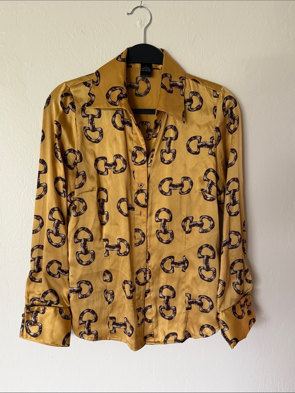 INC - Gold Silk Satin Blouse